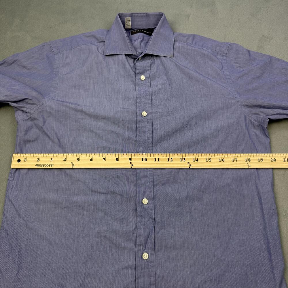 Ralph Lauren Black Label Dress Shirt Mens 15 Blue Pinstripe Classic Made Italy - Picture 8 of 13
